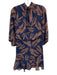 THML Size M Navy & Orange Polyester Chiffon Leaves Elastic Waist Flare Hem Dress Navy & Orange / M