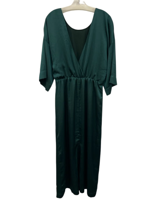 Porridge Size M Emerald Green Polyester 3/4 Sleeve Flare Sleeve V Back Dress Emerald Green / M