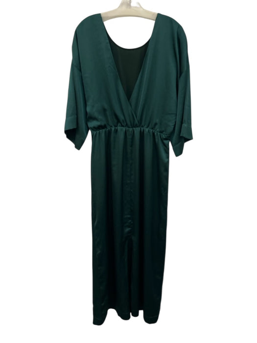 Porridge Size M Emerald Green Polyester 3/4 Sleeve Flare Sleeve V Back Dress Emerald Green / M