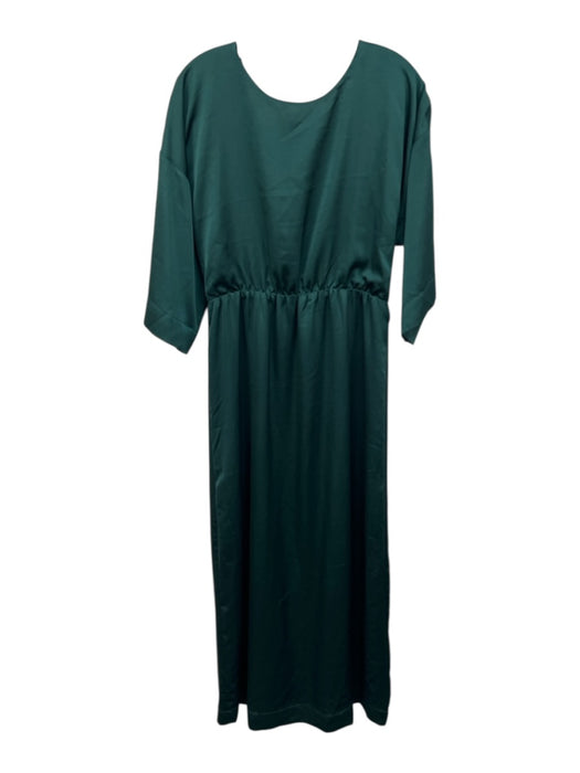 Porridge Size M Emerald Green Polyester 3/4 Sleeve Flare Sleeve V Back Dress Emerald Green / M