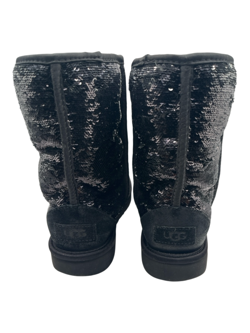 Ugg Shoe Size 6 Black Leather & Synthetic Sequined Faux Shearling Lined Boots Black / 6