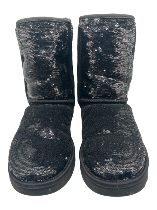 Ugg Shoe Size 6 Black Leather & Synthetic Sequined Faux Shearling Lined Boots Black / 6