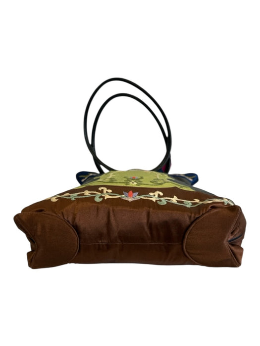 Il Lane Black & Multi Leather Shoulder Strap Embroidered Bag Black & Multi