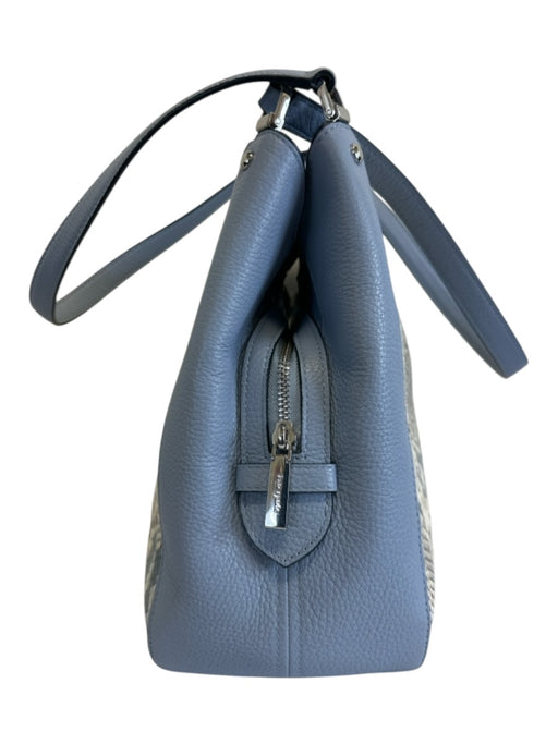 Kate Spade Blue & White Leather Snake Embossed Shoulder Strap Magnetic Close Bag Blue & White