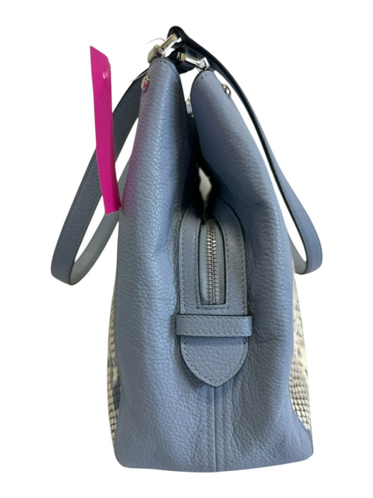 Kate Spade Blue & White Leather Snake Embossed Shoulder Strap Magnetic Close Bag Blue & White