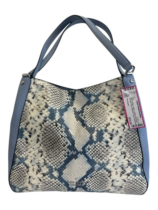 Kate Spade Blue & White Leather Snake Embossed Shoulder Strap Magnetic Close Bag Blue & White
