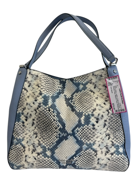 Kate Spade Blue & White Leather Snake Embossed Shoulder Strap Magnetic Close Bag Blue & White