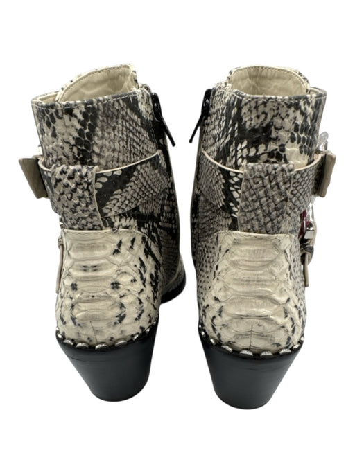 Gianni Bini Shoe Size 6 White & Black Leather Pointed Toe Stacked Heel Booties White & Black / 6
