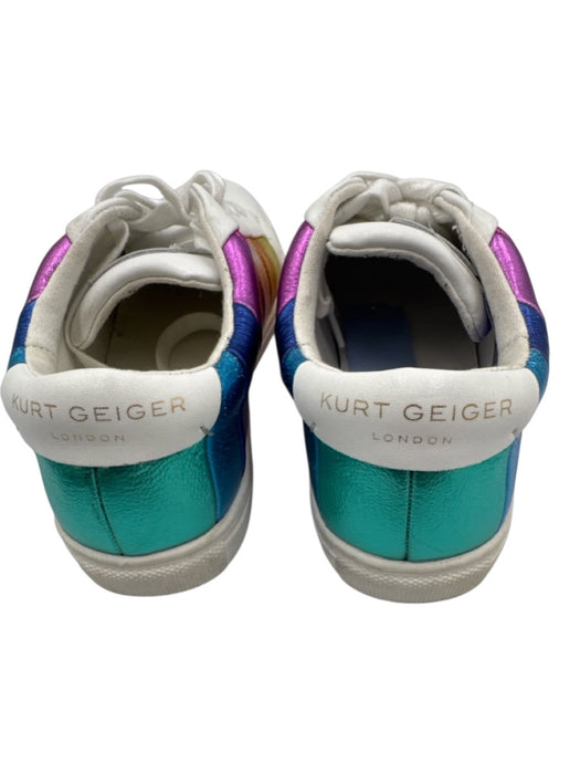 Karl Lagerfeld Shoe Size 37 White & Multi Leather Upper Metallic Stripe Sneakers White & Multi / 37
