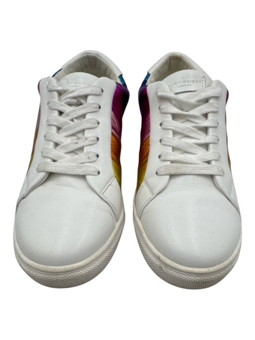 Karl Lagerfeld Shoe Size 37 White & Multi Leather Upper Metallic Stripe Sneakers White & Multi / 37