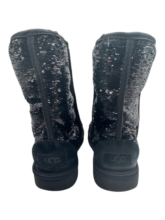 Ugg Shoe Size 6 Black shearling Round Toe Sequinned Ankle Booties Black / 6