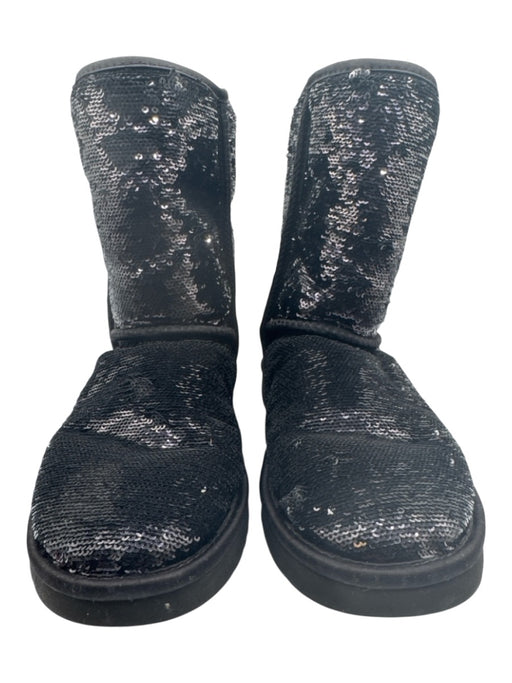 Ugg Shoe Size 6 Black shearling Round Toe Sequinned Ankle Booties Black / 6