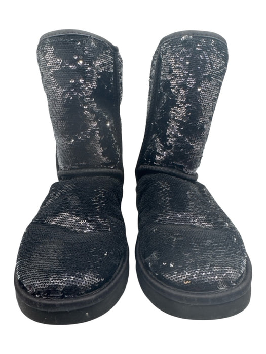 Ugg Shoe Size 6 Black shearling Round Toe Sequinned Ankle Booties Black / 6