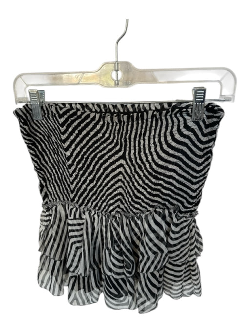 Isabel Marant Size Est S Black & White Silk Rouched Lines Skirt Black & White / Est S