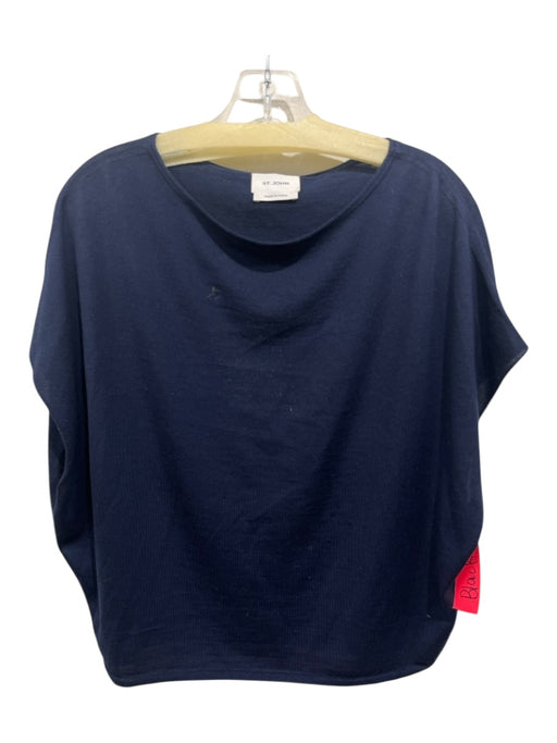 St. John Size M Navy Blue Wool & Silk Knit Top Navy Blue / M