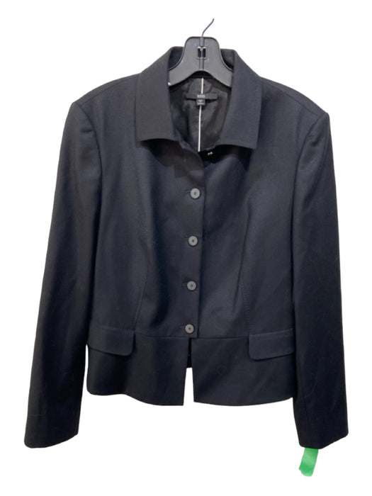 Boss Size 10 Black Wool Long Sleeve Buttons Collar Crop Jacket Black / 10