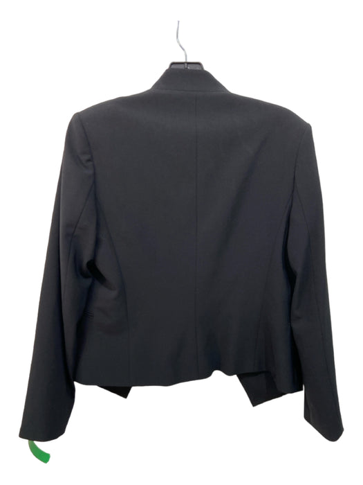 Theory Size 10 Black Polyester & Wool Blend Long Sleeve Open Faux Pocket Jacket Black / 10