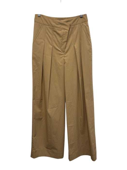 Veronica Beard Size 4 Brown Cotton Blend Zip, Hook & Button Pleated Pants Brown / 4