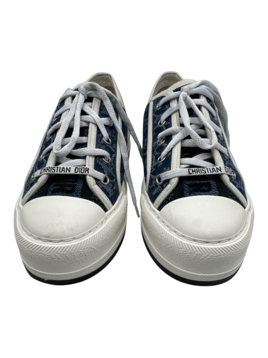 Christian Dior Shoe Size 39 Blue Textile & Leather Monogram Lace Up Denim Shoes Blue / 39