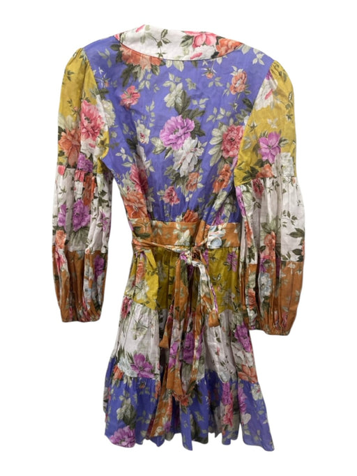 Zimmermann Size S / 1 Purple, Yellow, Orange Cotton Floral Wrap Dress Purple, Yellow, Orange / S / 1