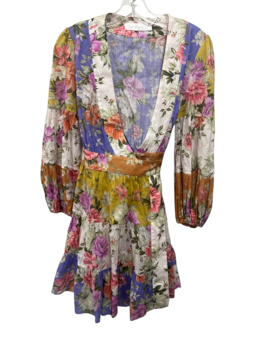 Zimmermann Size S / 1 Purple, Yellow, Orange Cotton Floral Wrap Dress Purple, Yellow, Orange / S / 1