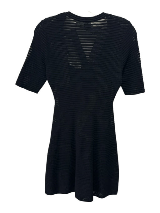 Missoni Size 38 Black Cotton Blend Ribbed Wide Neck Slip Inc Mesh Dress Black / 38
