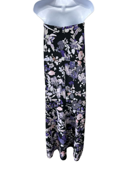 Club Monaco Size 2 Black, Purple & Multi Strapless Abstract Floral Maxi Dress Black, Purple & Multi / 2