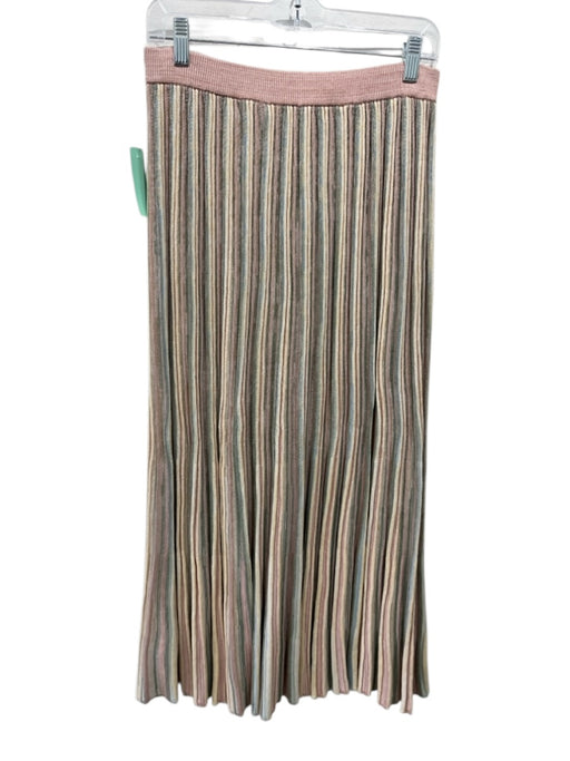 Zimmermann Size 1 Pink, Yellow & Green Viscose Blend Ribbed Elastic Waist Skirt Pink, Yellow & Green / 1