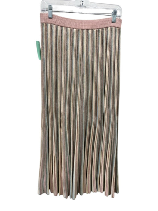 Zimmermann Size 1 Pink, Yellow & Green Viscose Blend Ribbed Elastic Waist Skirt Pink, Yellow & Green / 1