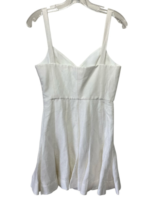Club Monaco Size 2 White Linen Blend Straps Sweetheart Neckline Zip Close Dress White / 2