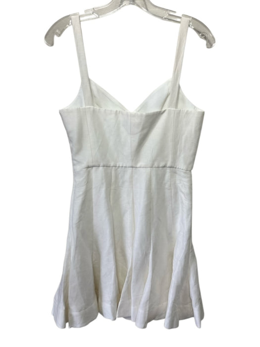 Club Monaco Size 2 White Linen Blend Straps Sweetheart Neckline Zip Close Dress White / 2