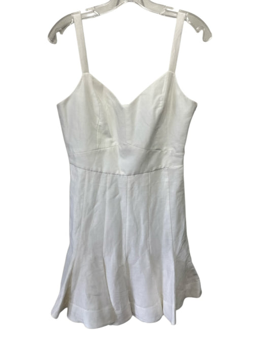 Club Monaco Size 2 White Linen Blend Straps Sweetheart Neckline Zip Close Dress White / 2