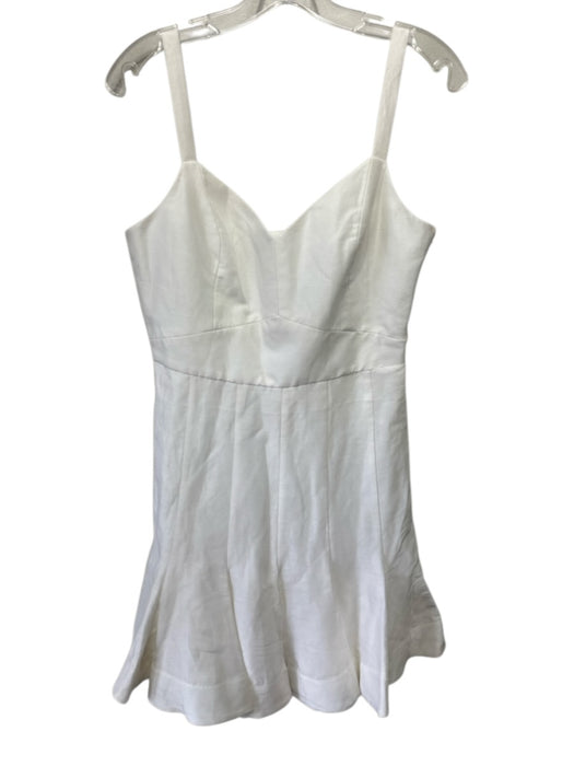 Club Monaco Size 2 White Linen Blend Straps Sweetheart Neckline Zip Close Dress White / 2