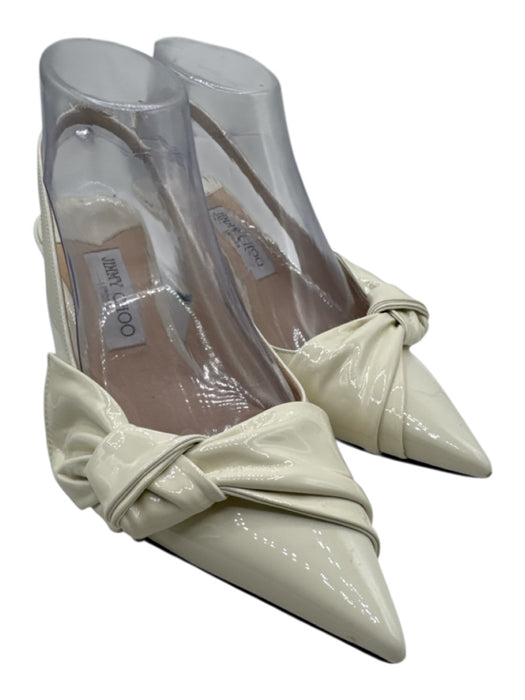 Jimmy Choo Shoe Size 39 Off White Leather Patent Pointed Toe Bow Detail Sandals Off White / 39