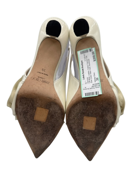 Jimmy Choo Shoe Size 39 Off White Leather Patent Pointed Toe Bow Detail Sandals Off White / 39