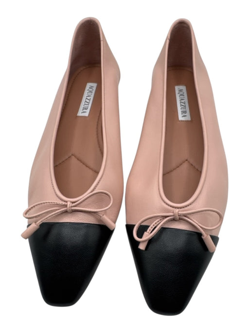 Aquazzura Shoe Size 38.5 Pink Leather Cap Toe Bow Tie Flat Shoes Pink / 38.5