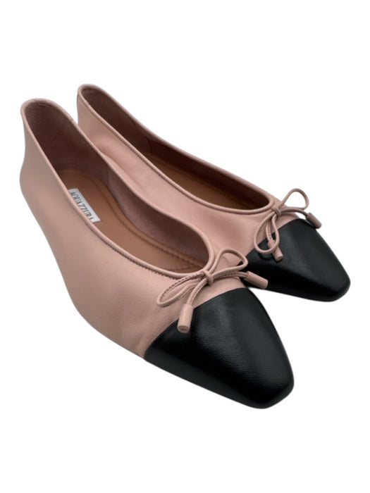 Aquazzura Shoe Size 38.5 Pink Leather Cap Toe Bow Tie Flat Shoes Pink / 38.5