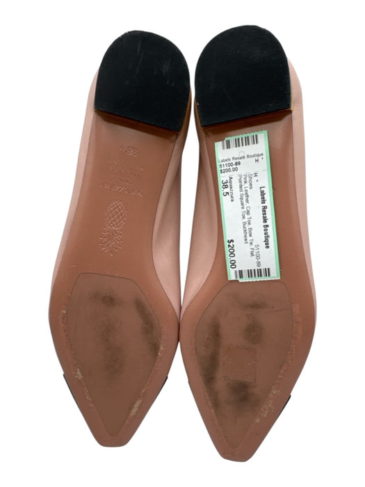Aquazzura Shoe Size 38.5 Pink Leather Cap Toe Bow Tie Flat Shoes Pink / 38.5