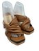 Jimmy Choo Shoe Size 39 Tan & beige Leather Twist Detail Wedge Sandals Tan & beige / 39