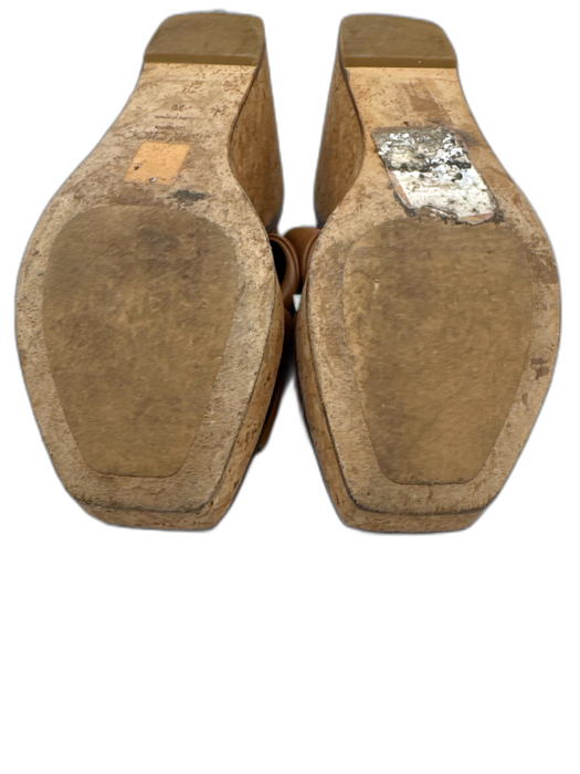 Jimmy Choo Shoe Size 39 Tan & beige Leather Twist Detail Wedge Sandals Tan & beige / 39