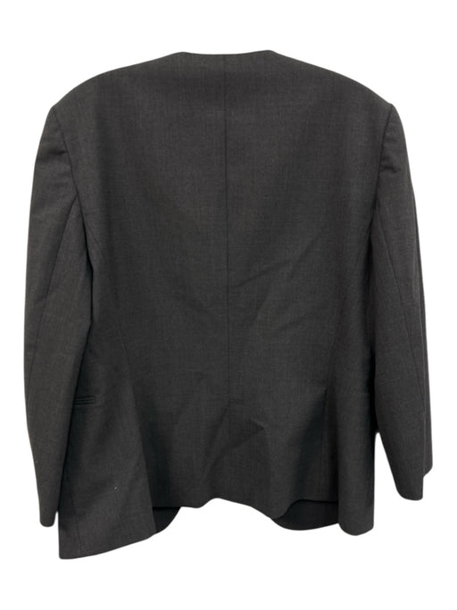 Theory Size 10 Grey Wool Blend Open Front Long Sleeve Slit Pocket Jacket Grey / 10