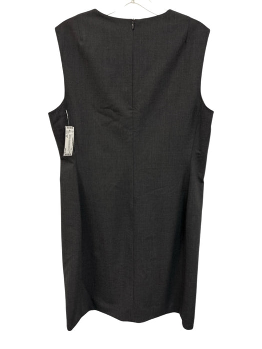 Theory Size 12 Dark Grey Wool Blend Zip Back Sleeveless Heathered Dress Dark Grey / 12