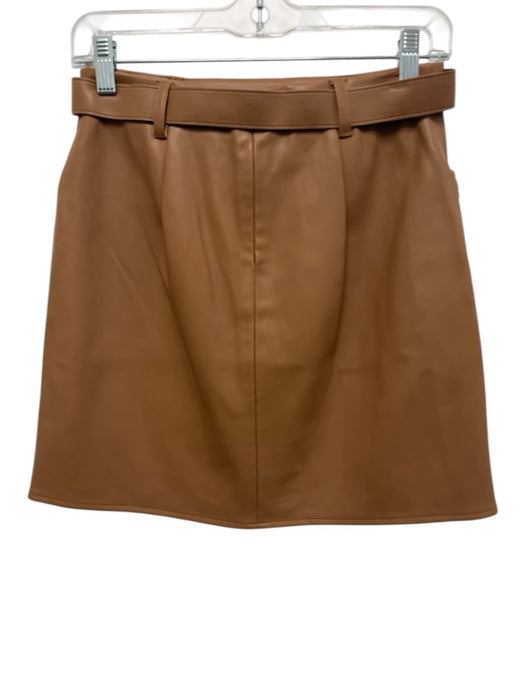 L'agence Size 4 Brown Polyurethane Zip Back Gold Hardware Faux Leather Skirt Brown / 4
