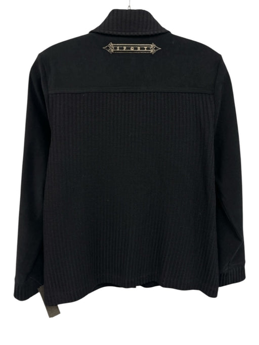 St John Sport Size P Black No Fabric Tag Knit Button Front Long Sleeve Cardigan Black / P