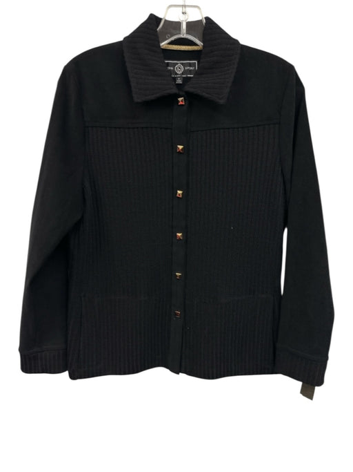 St John Sport Size P Black No Fabric Tag Knit Button Front Long Sleeve Cardigan Black / P