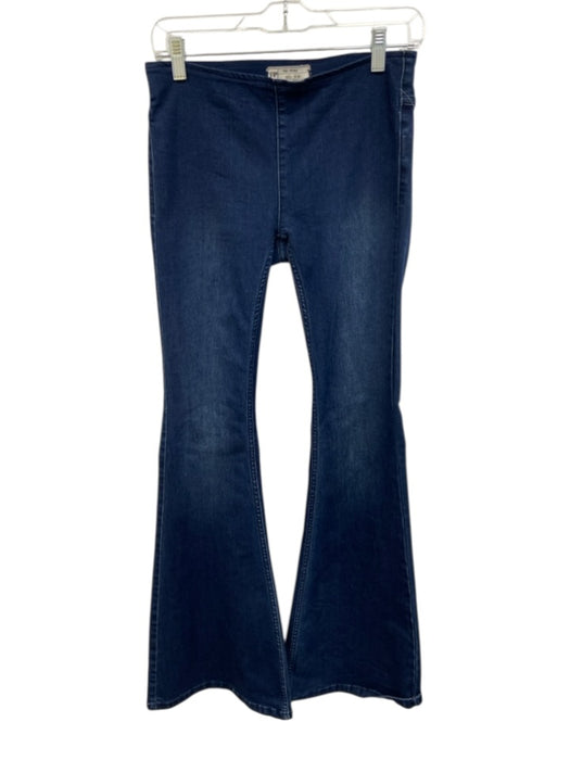 Free People Size 25 Dark Wash Cotton & Rayon Elastic Waistband Bell Bottom Jeans Dark Wash / 25
