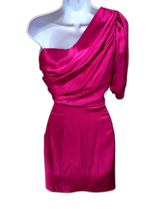 Amanda Uprichard Size S Fuchsia Pink Silk Satin Gathered Sash Belt Mini Dress Fuchsia Pink / S