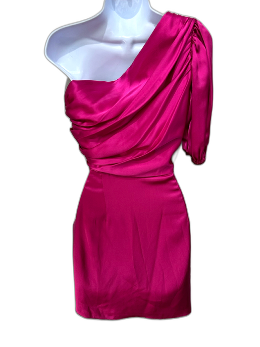 Amanda Uprichard Size S Fuchsia Pink Silk Satin Gathered Sash Belt Mini Dress Fuchsia Pink / S