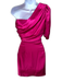 Amanda Uprichard Size S Fuchsia Pink Silk Satin Gathered Sash Belt Mini Dress Fuchsia Pink / S