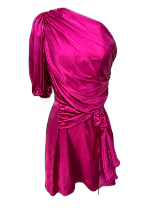 Amanda Uprichard Size S Fuchsia Pink Silk Satin Gathered Sash Belt Mini Dress Fuchsia Pink / S